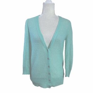 J. Crew Pastel Green Lightweight Sweater V-Neck Cardigan size Small